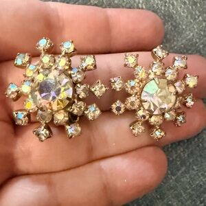 Vintage AB Atomic Starburst Clip-On Earrings